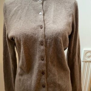 Lord & Taylor Brown Cashmere Button-Up Cardigan